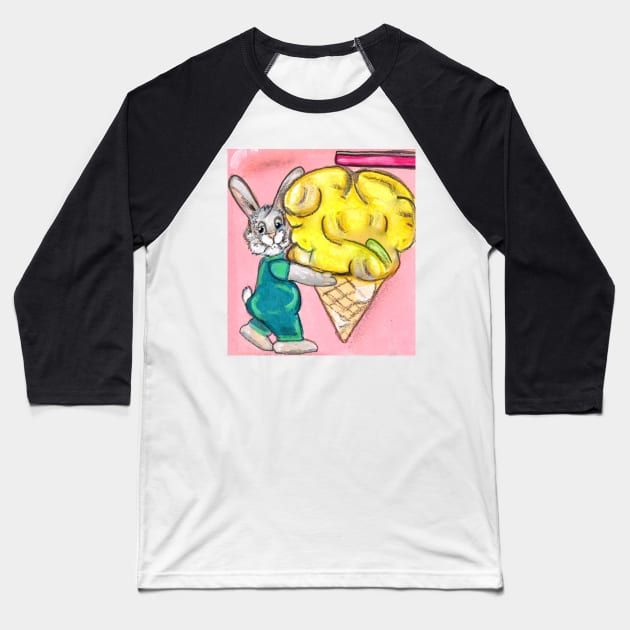 Icecream Shop Bunny Baseball T-Shirt by YollieBeeArt